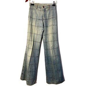 VTG Plushbottom Women's 70s Paneled Light Wash Denim Belbottom Flare Jeans 26x33